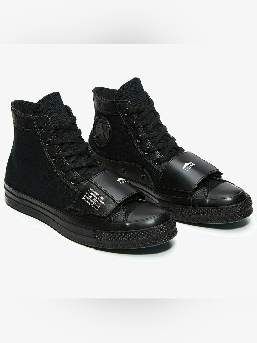 Converse x Neighborhood Black High-Top motorcycle shoes